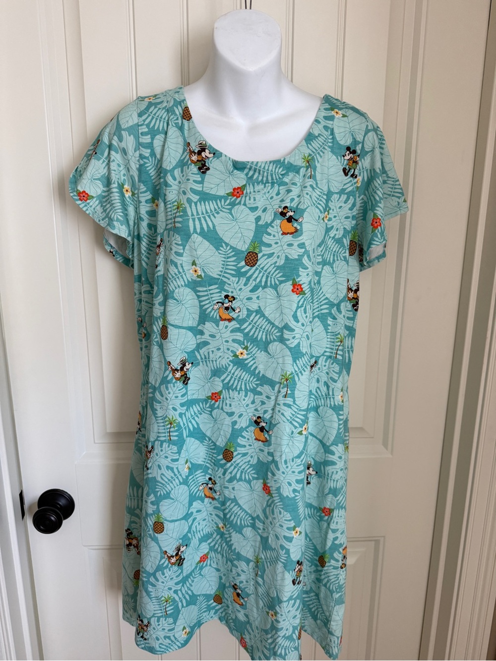 Tommy Bahama Disney Aqua Tropical Mickey Mouse Print Dress
